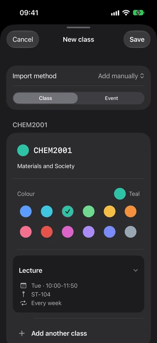 Batch course entry with editable course and class fields.